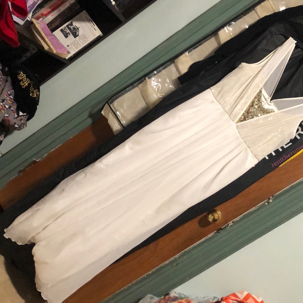 Long white/gold dress
